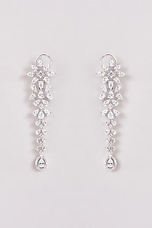 White Finish Zircon Dangler Earrings