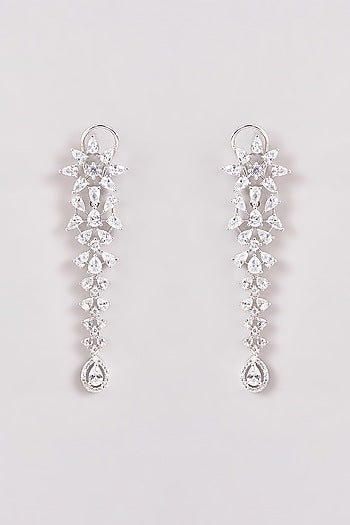 White Finish Zircon Dangler Earrings