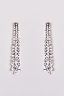 White Finish Zircon Dangler Earrings