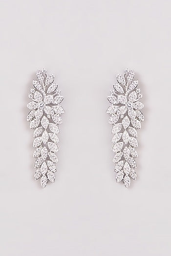 White Finish Zircon Dangler Earrings