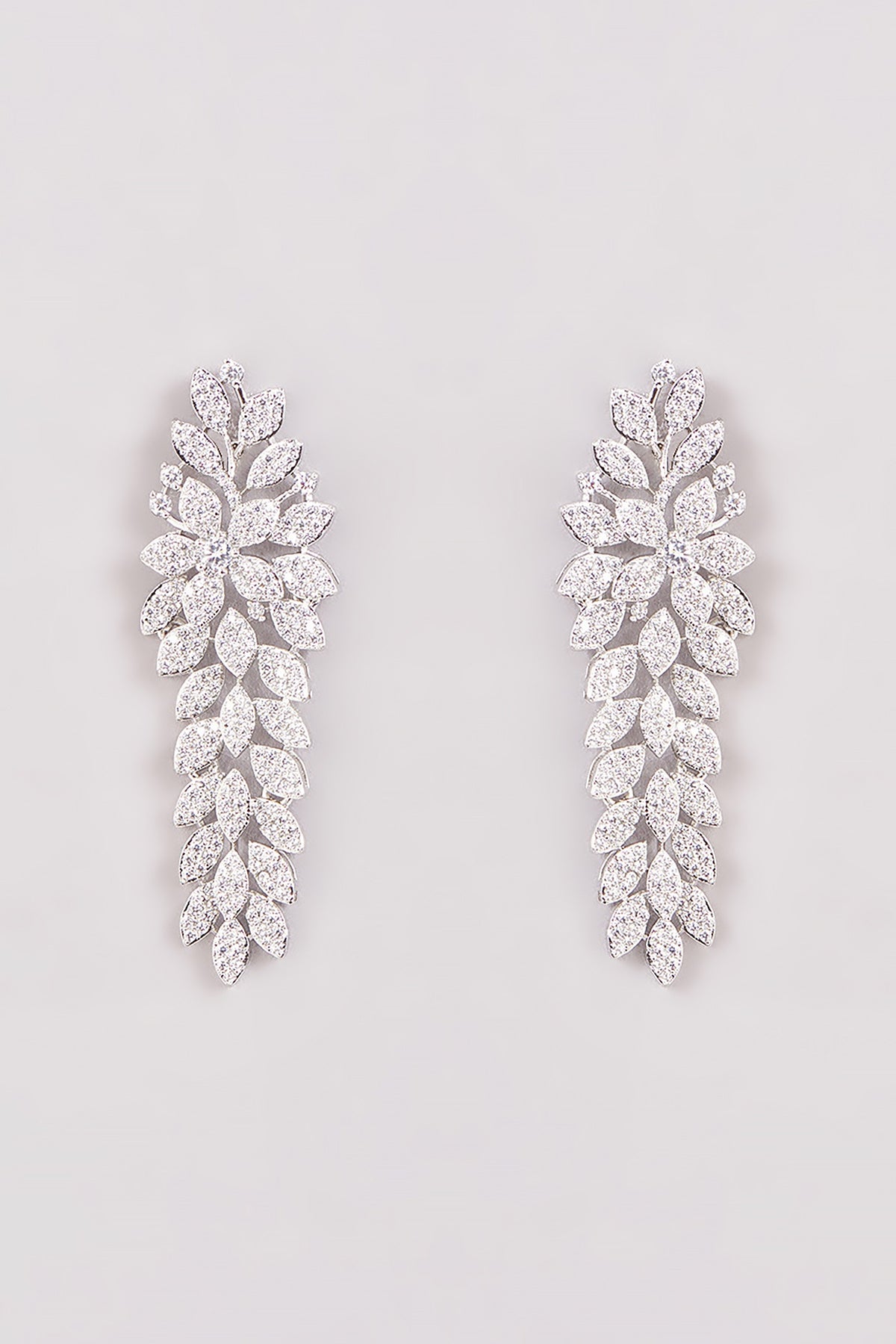 White Finish Zircon Dangler Earrings