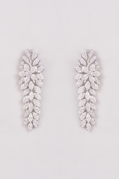 White Finish Zircon Dangler Earrings