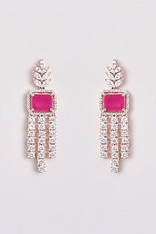 Rose Gold Finish Zircon & Red Stone Necklace Set