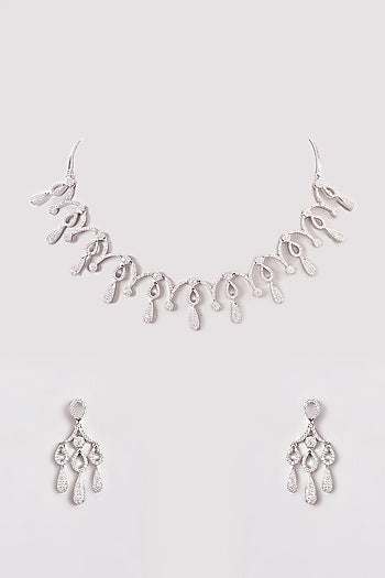 White Finish Zircon Necklace Set