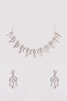 White Finish Zircon Necklace Set