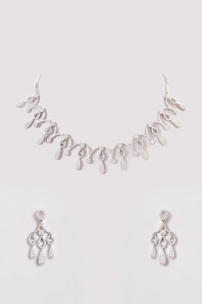 White Finish Zircon Necklace Set