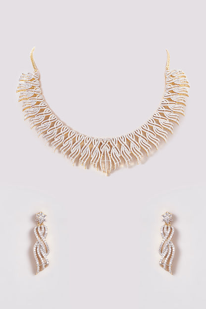 Gold Finish Zircon Necklace Set