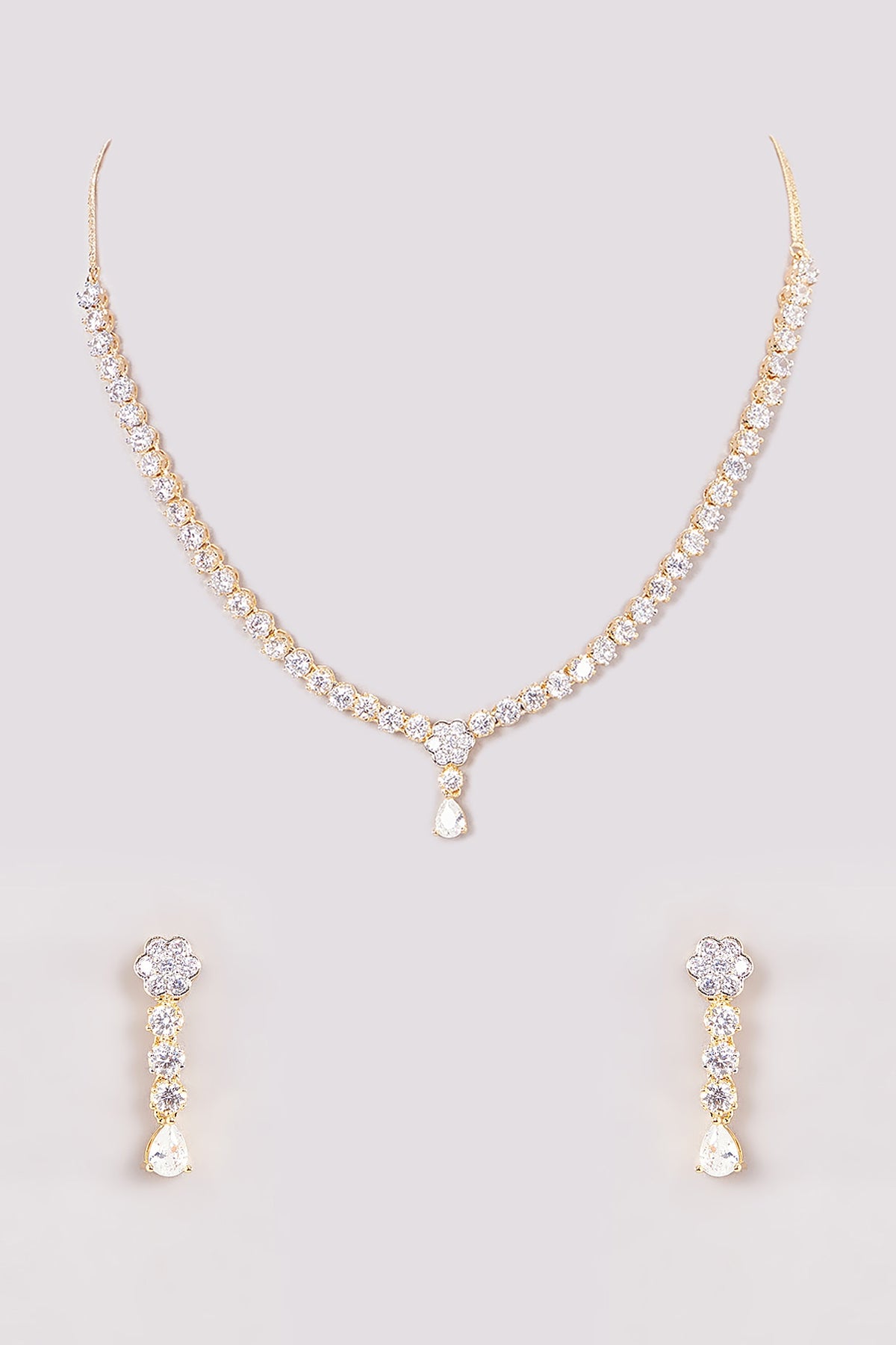 Gold Finish Zircon Necklace Set