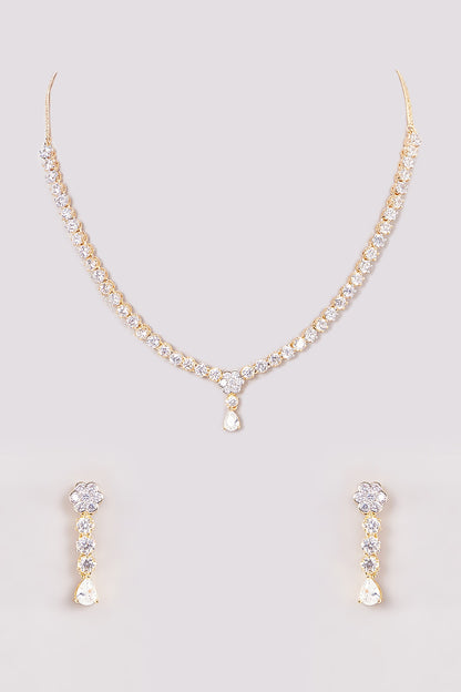Gold Finish Zircon Necklace Set