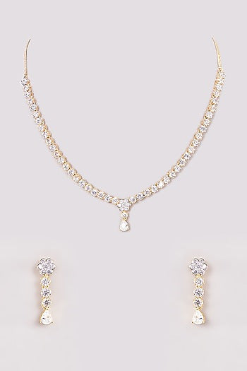 Gold Finish Zircon Necklace Set