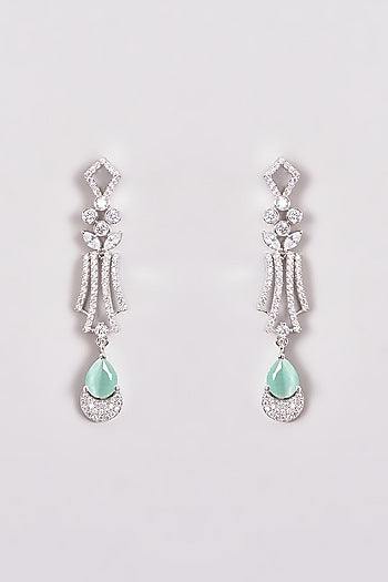 White Finish Zircon & Multi-Colored Stone Necklace Set