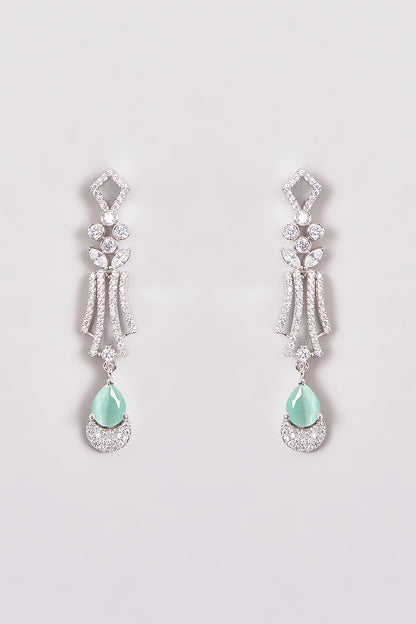 White Finish Zircon & Multi-Colored Stone Necklace Set