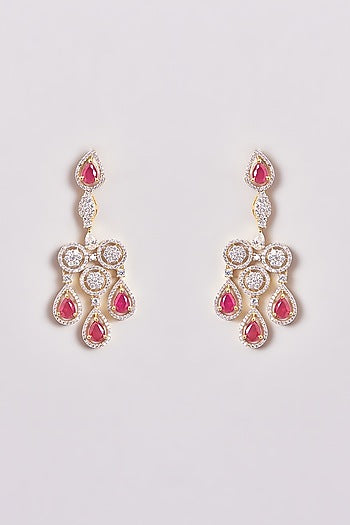 Gold Finish Zircon & Red Stone Necklace Set