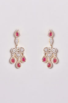 Gold Finish Zircon & Red Stone Necklace Set
