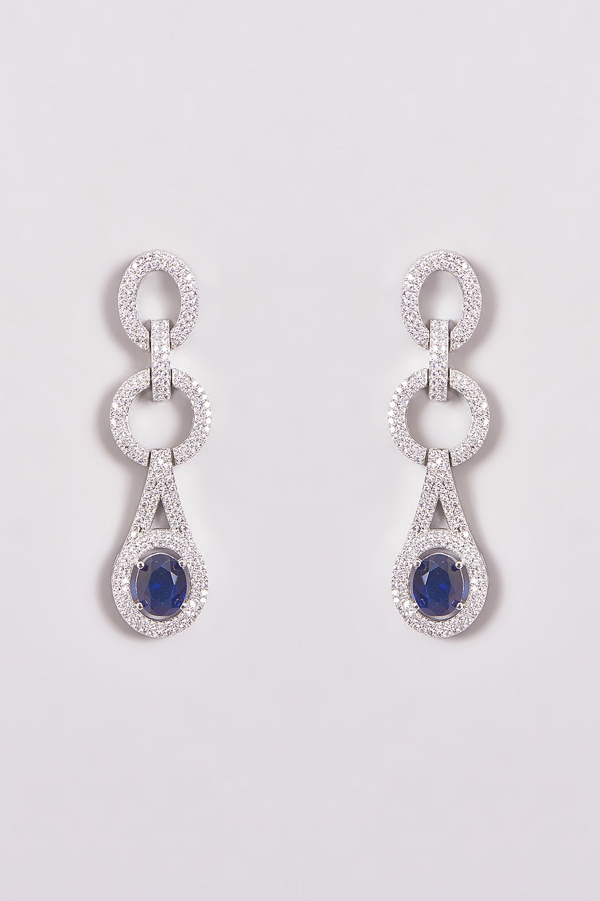 White Finish Zircon & Blue Stone Necklace Set