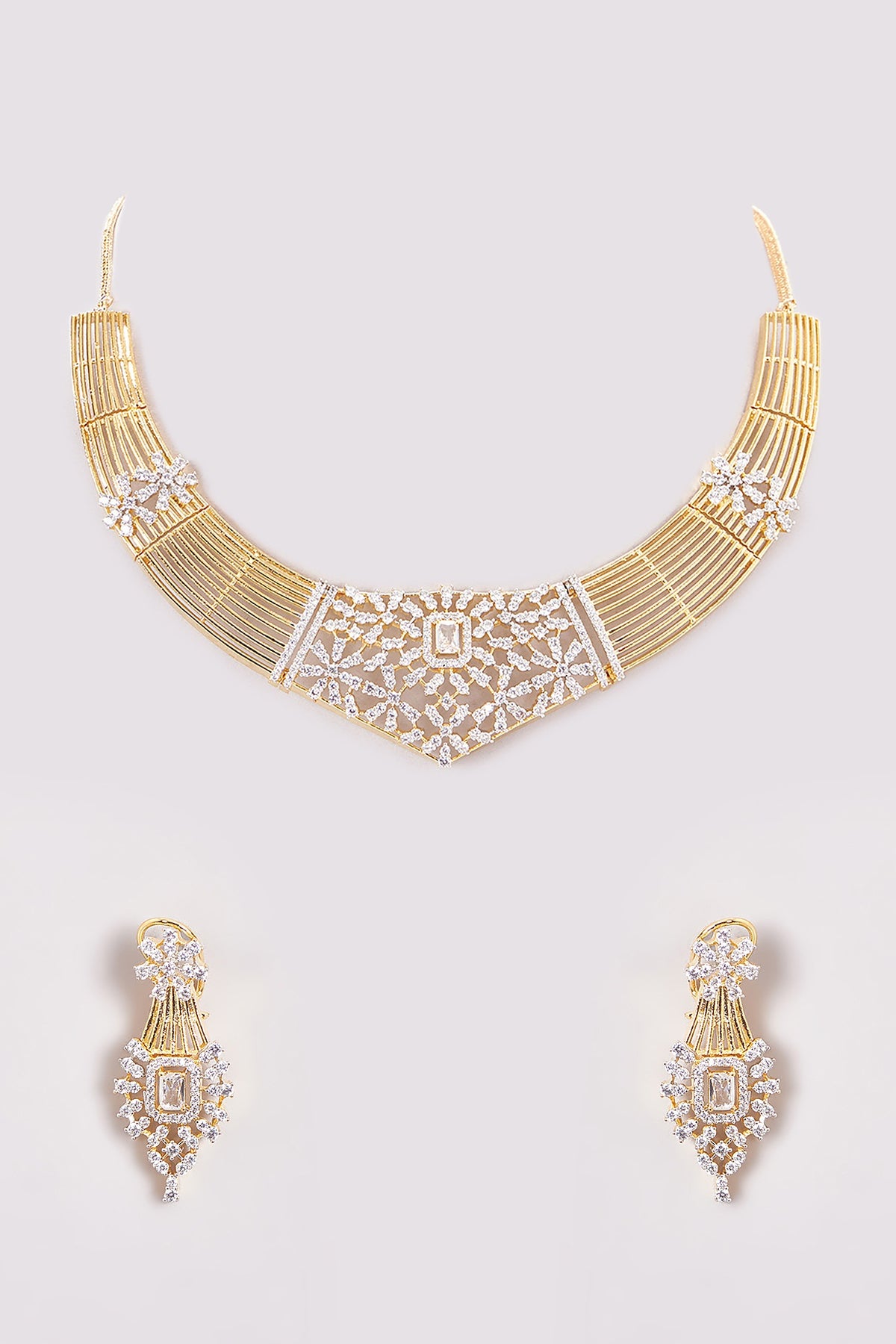 Gold Finish Zircon Necklace Set