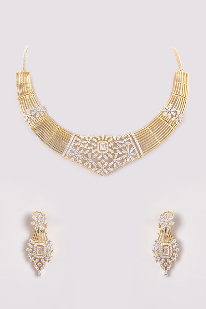 Gold Finish Zircon Necklace Set