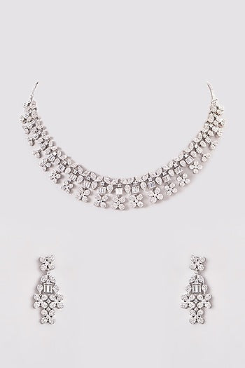 White Finish Zircon Necklace Set