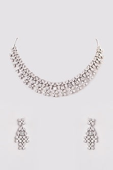 White Finish Zircon Necklace Set