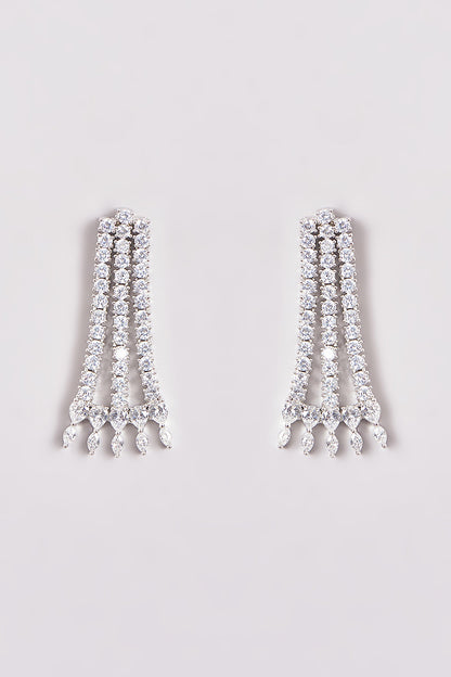 White Finish Zircon Layered Necklace Set
