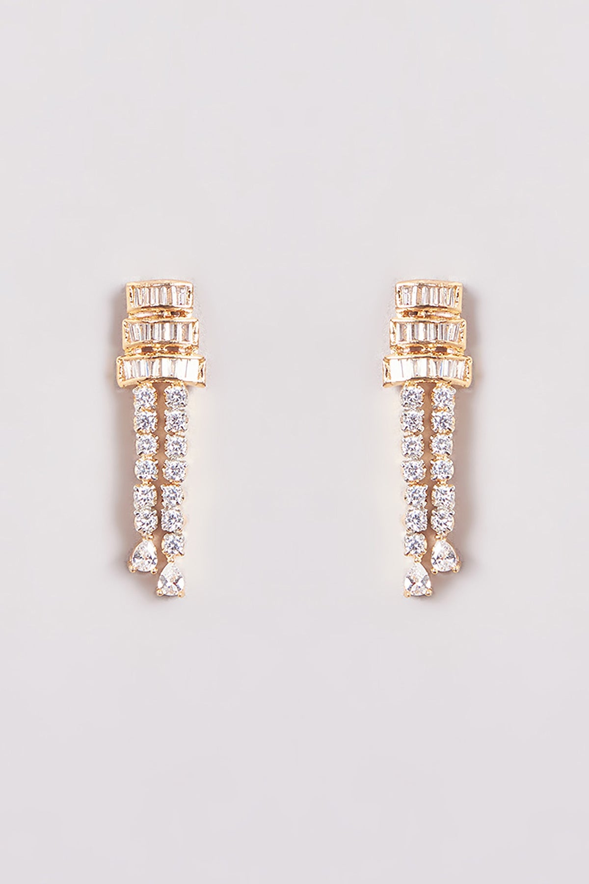 Gold Finish Zircon Layered Necklace Set