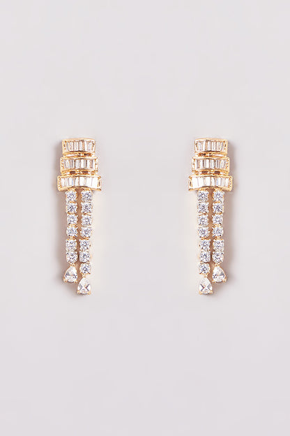Gold Finish Zircon Layered Necklace Set