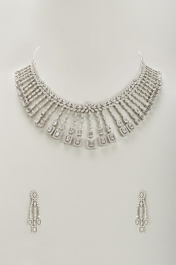 White Finish Zircon Necklace Set