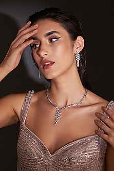 White Finish Zircon Necklace Set