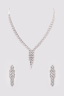 White Finish Zircon Necklace Set