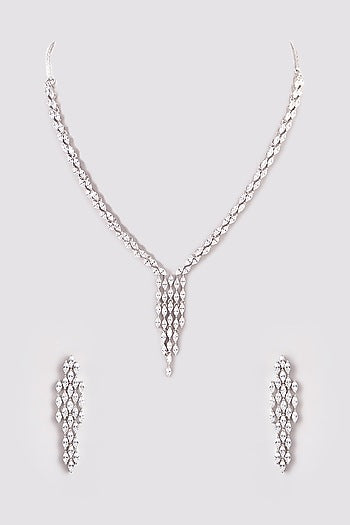 White Finish Zircon Necklace Set
