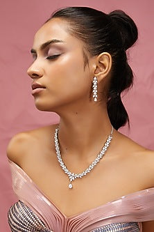 White Finish Zircon Necklace Set