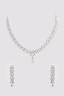 White Finish Zircon Necklace Set