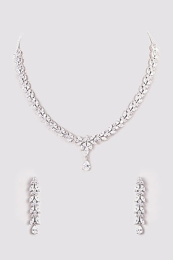 White Finish Zircon Necklace Set