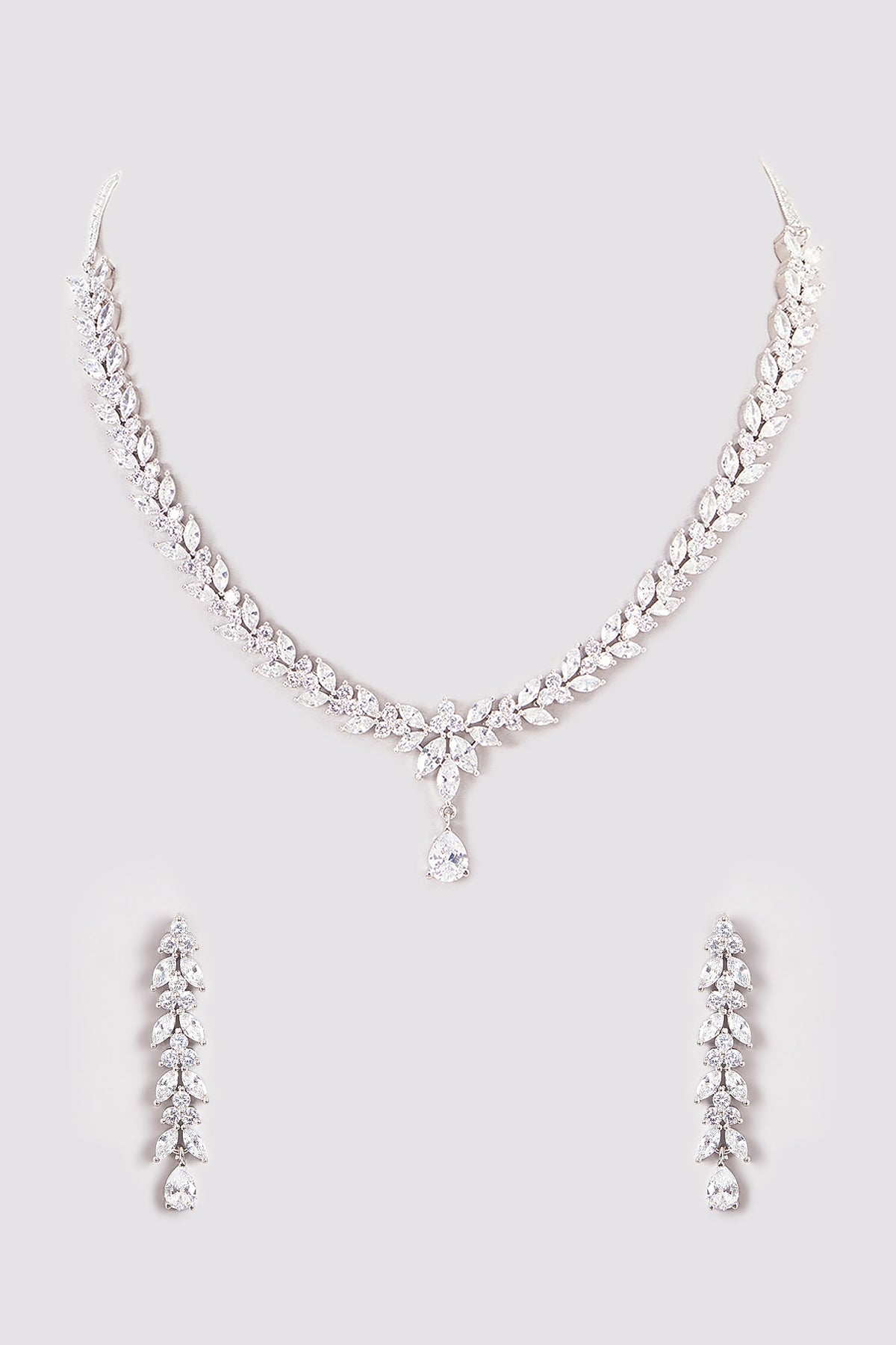 White Finish Zircon Necklace Set