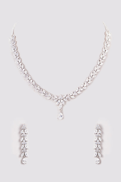White Finish Zircon Necklace Set