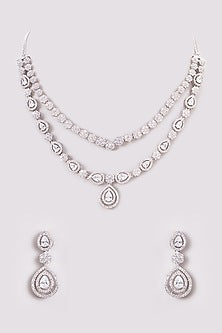 White Finish Zircon Necklace Set