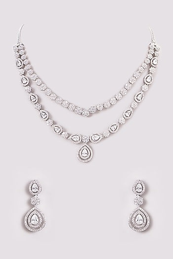 White Finish Zircon Necklace Set
