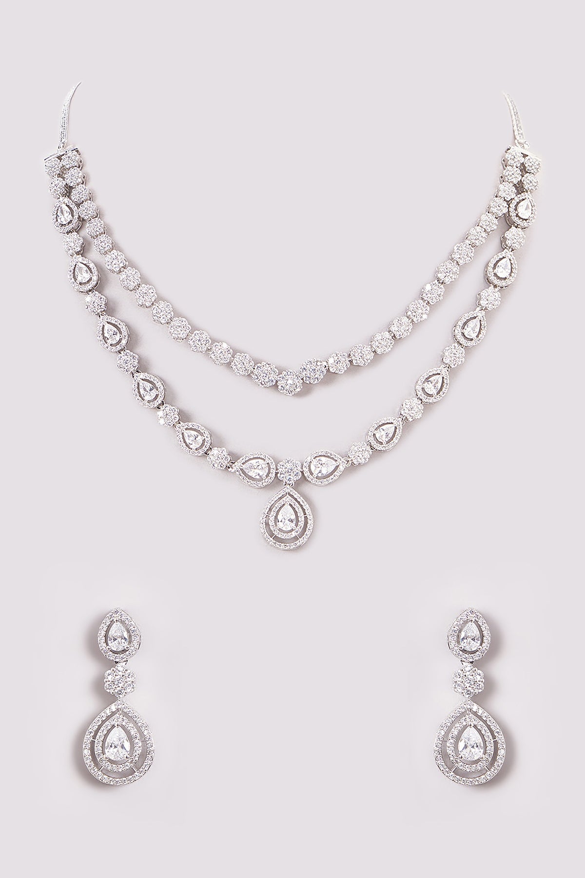 White Finish Zircon Necklace Set