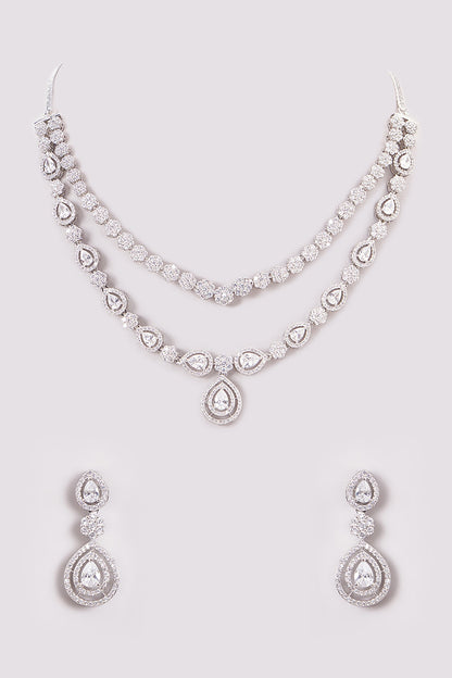 White Finish Zircon Necklace Set