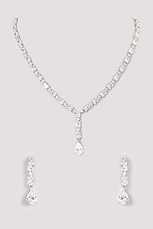 White Finish Zircon Necklace Set