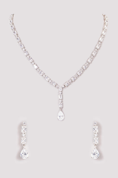 White Finish Zircon Necklace Set