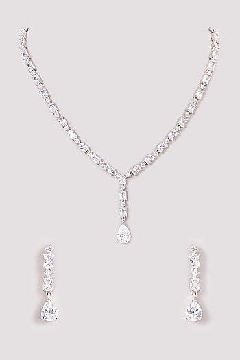 White Finish Zircon Necklace Set
