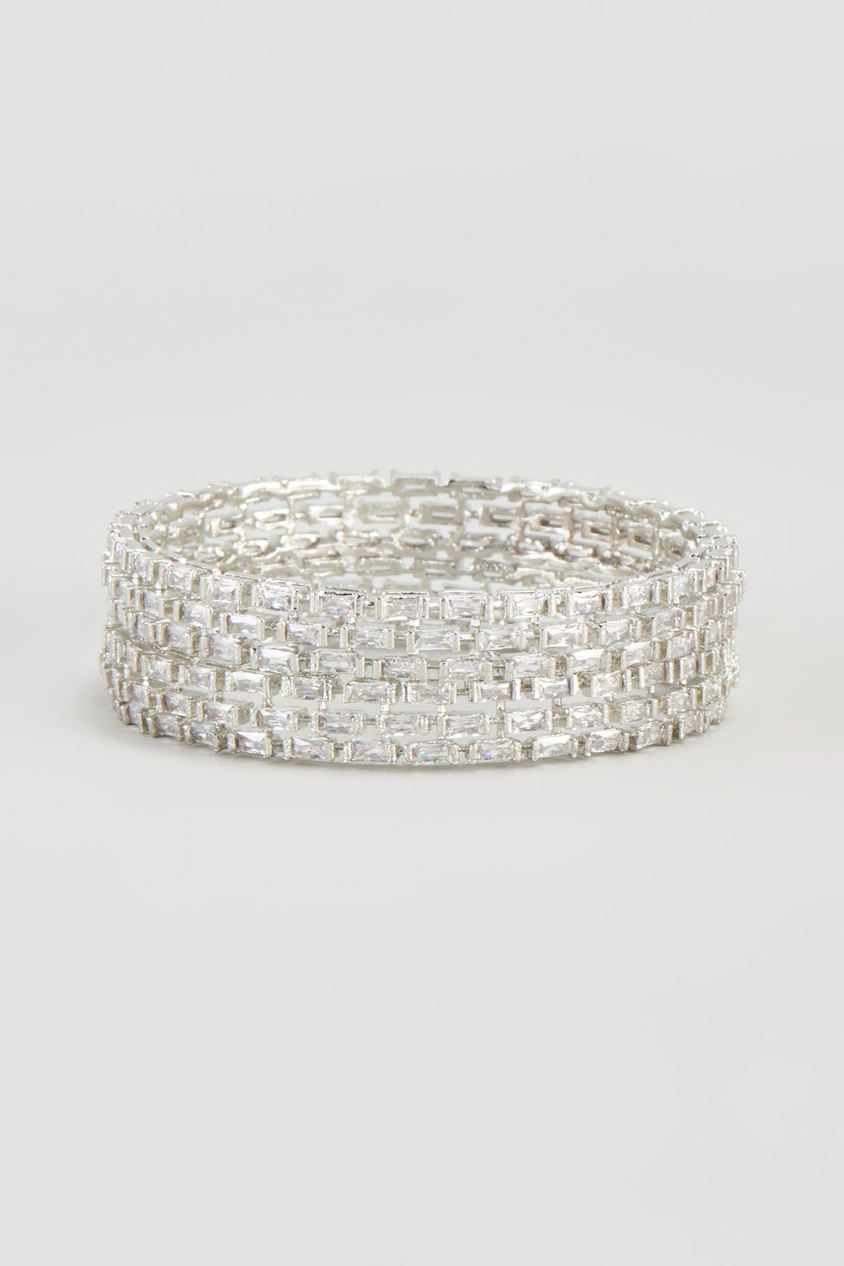White Finish Zircon Bangles (Set of 2)