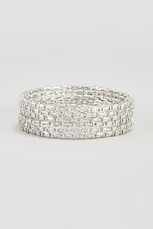 White Finish Zircon Bangles (Set of 2)