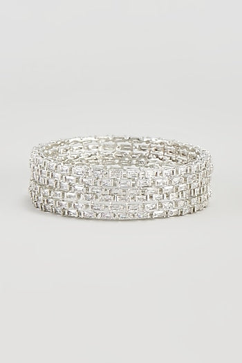 White Finish Zircon Bangles (Set of 2)