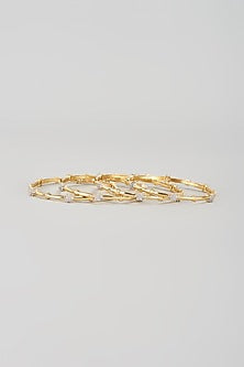 Gold Finish Zircon Bangles (Set of 4)