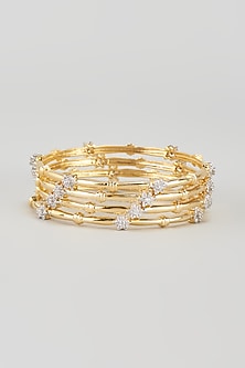 Gold Finish Zircon Bangles (Set of 4)