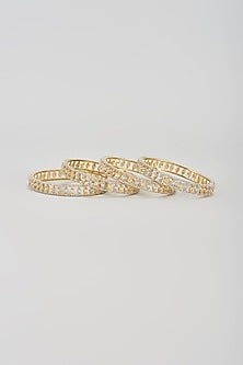Gold Finish Zircon Bangles (Set of 4)