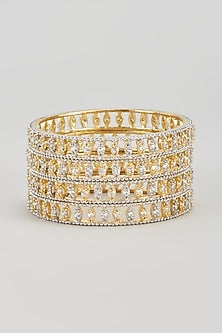 Gold Finish Zircon Bangles (Set of 4)