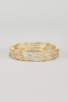 Gold Finish Zircon Bangles (Set of 2)